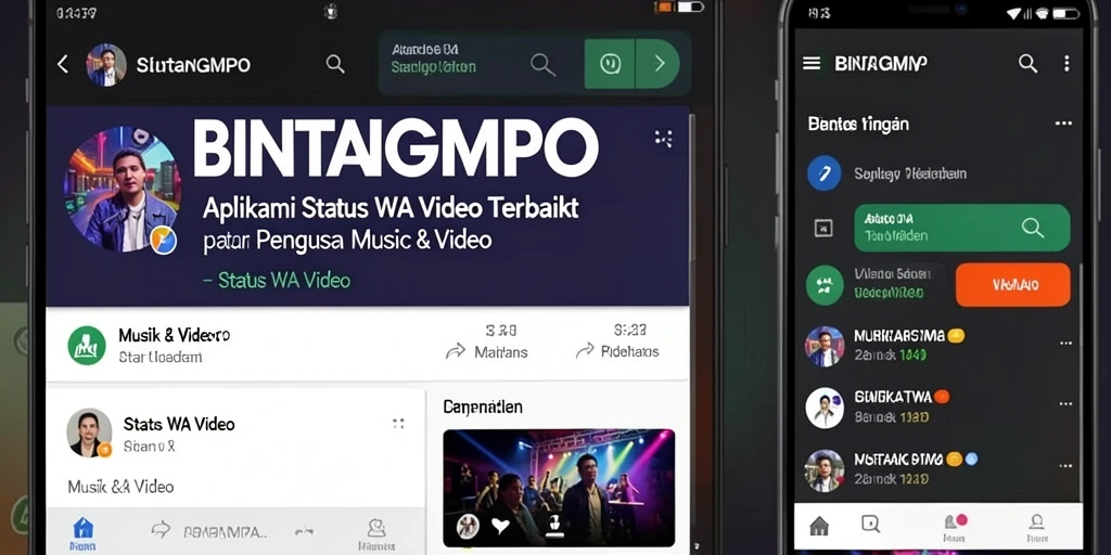 Antarmuka BINTANGMPO yang intuitif untuk mengakses video status.
