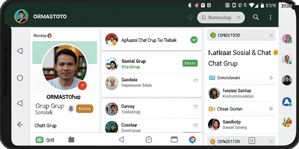 Antarmuka ORMASTOTO yang memudahkan interaksi dalam grup chat.