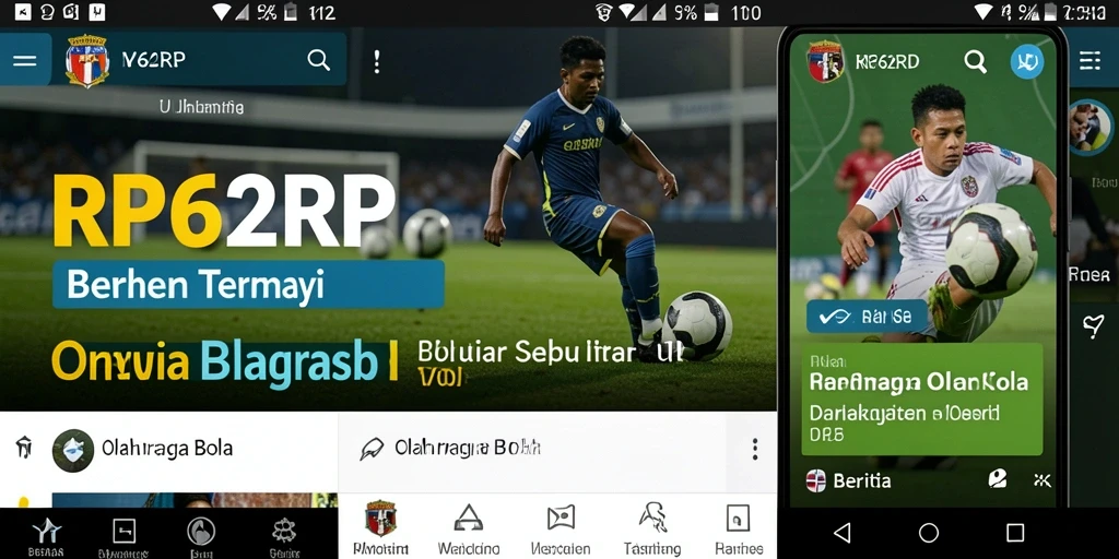 Antarmuka aplikasi RP62RP yang informatif tentang olahraga bola.