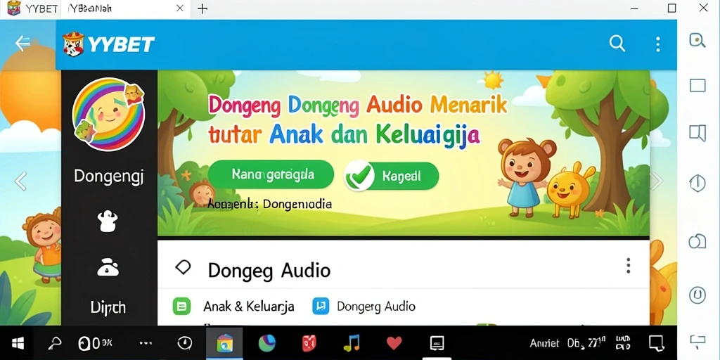 Antarmuka aplikasi YYBET yang ramah anak untuk mendengarkan dongeng.
